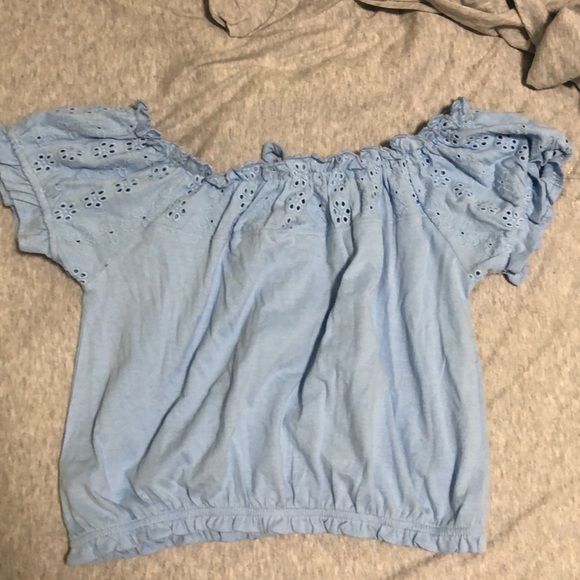 Blue Off the Shoulder Top - Picture 2 of 3